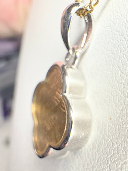 Genuine Gold Plated Meteorite Slice From Sweden in Sterling Silver with GF Chain 18"