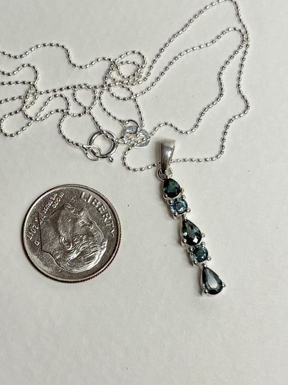 Australian Sapphire Pendant Necklace in Sterling Silver 18"
