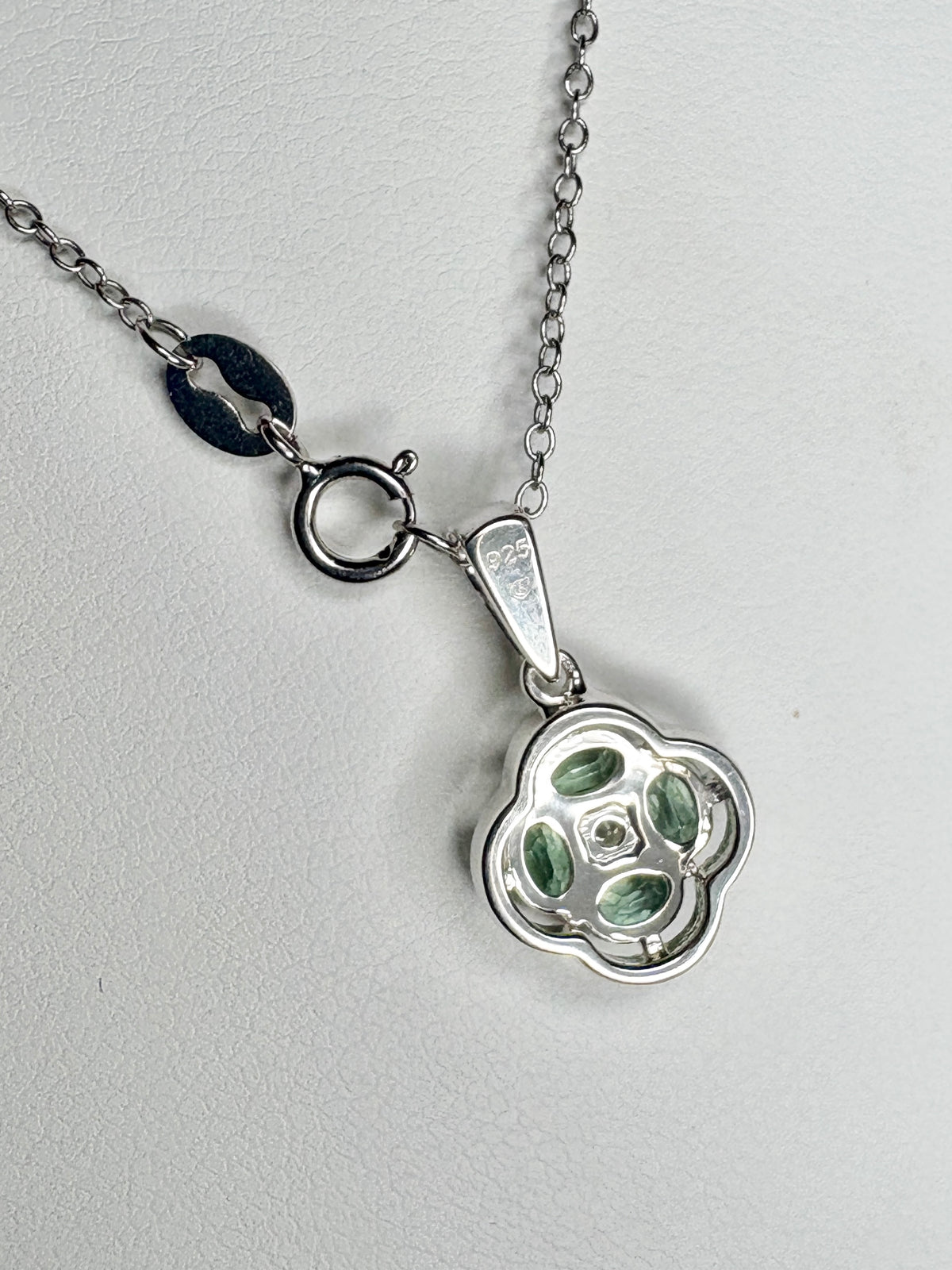 Chrome Kyanite Quatrefoil Pendant Necklace in Sterling Silver 18"