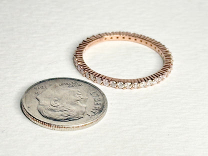 Natural Faint to Very Light Natural Pink Diamond Stackable Full Eternity Band Ring 9k Rose Gold size 8