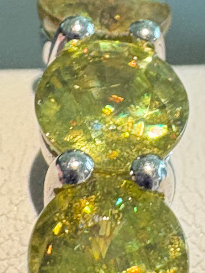 Natural Yellow Sphene Ring in Sterling Silver size 8.75