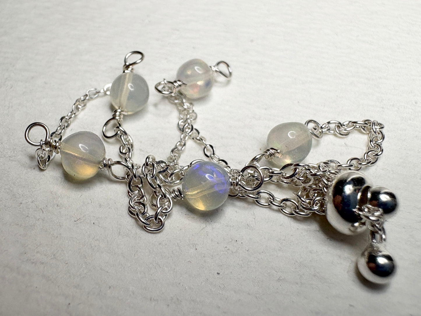 Ethiopian Wello Opal Bead Station Bolo Adjustable Bracelet Sterling Silver