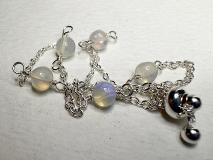Ethiopian Wello Opal Bead Station Bolo Adjustable Bracelet Sterling Silver