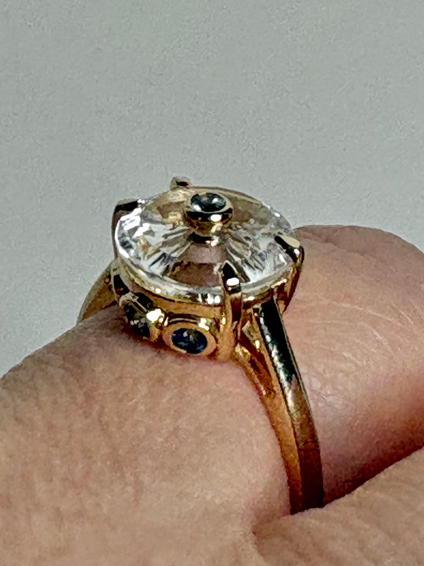 Lehrer Iris Untreated Montana Sapphire Fancy Quartz Ring 9k Gold size 7