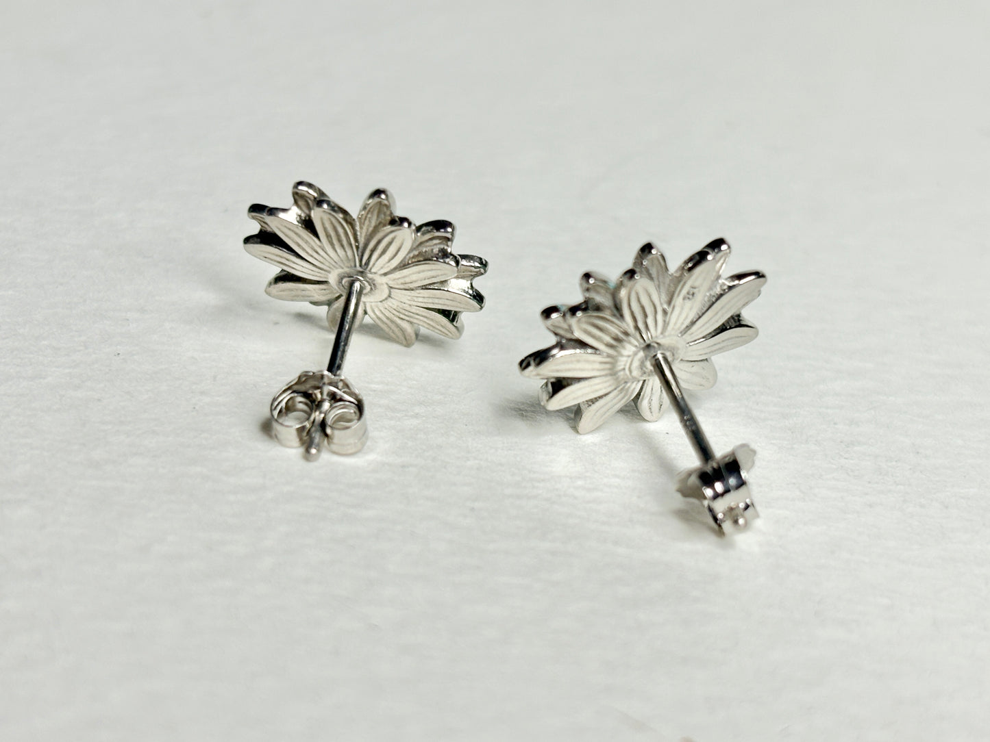 Turquoise Gerbera Post Earrings. Sterling Silver