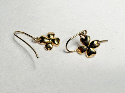 Silver.Gold Plated White Dogwood Wire Earrings. -Diamonds