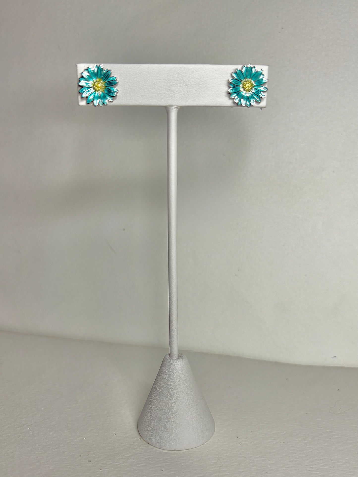 Turquoise Gerbera Post Earrings. Sterling Silver