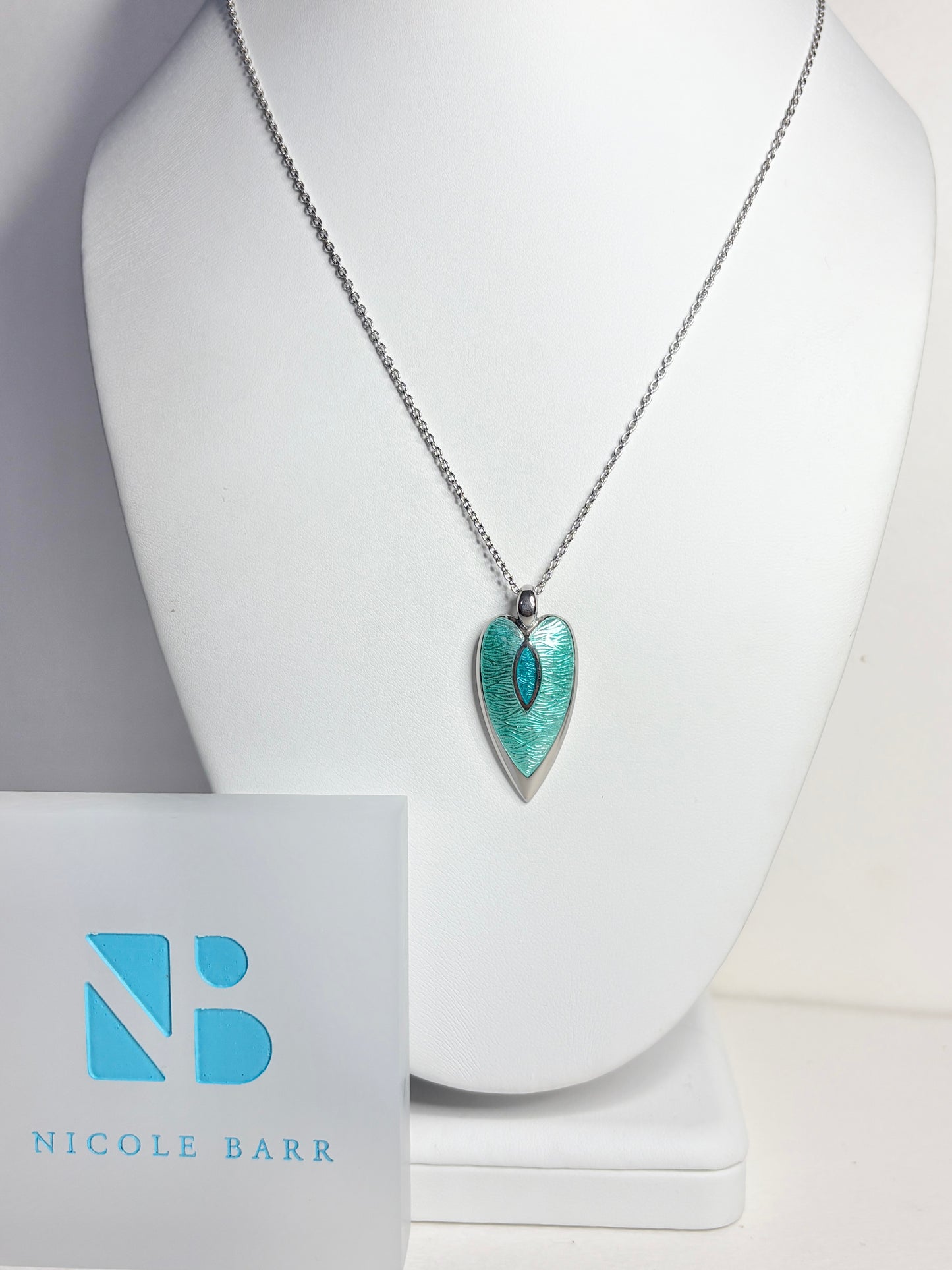 Turquoise Heart-Arrowhead Necklace. Sterling Silver