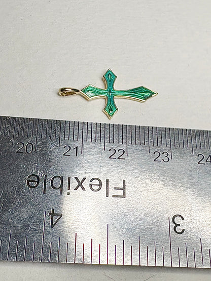 Silver.Gold Plated Blue Cross Pendant.