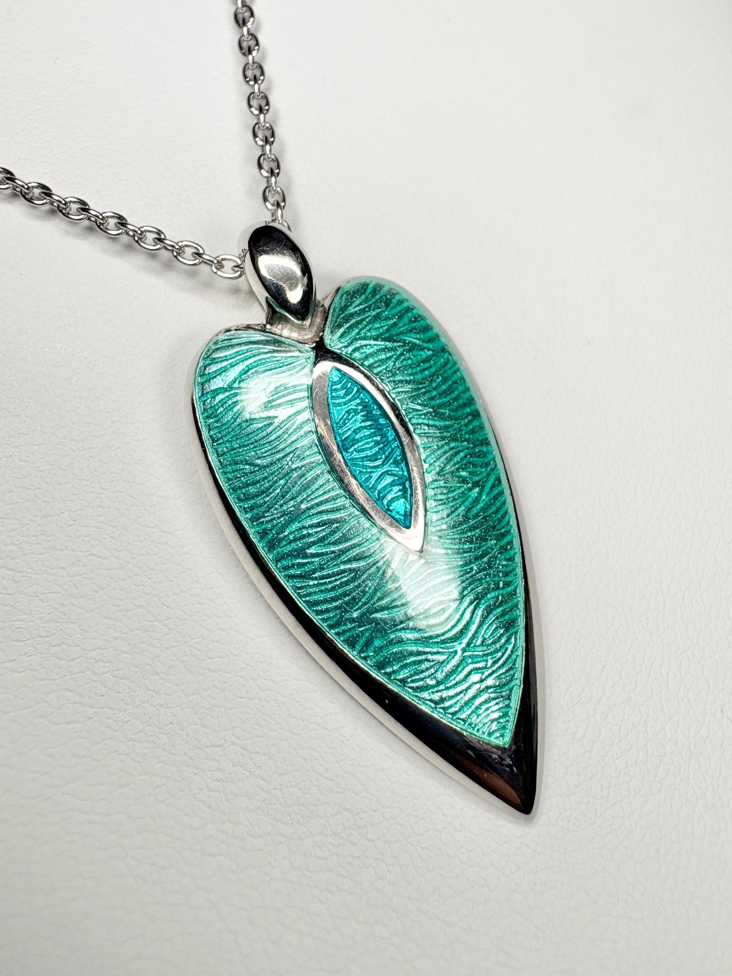 Turquoise Heart-Arrowhead Necklace. Sterling Silver