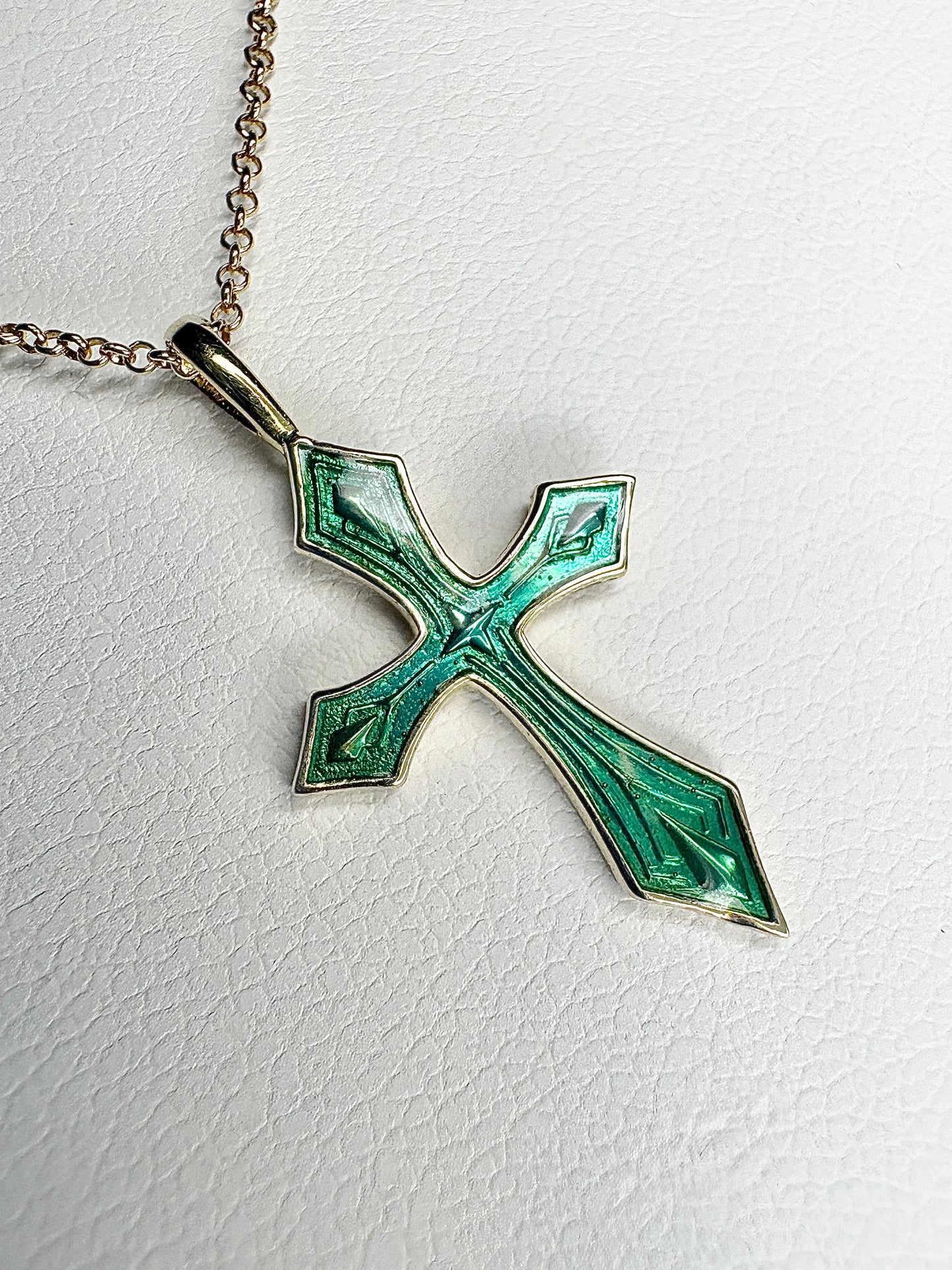 Silver.Gold Plated Blue Cross Pendant.