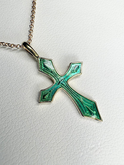 Silver.Gold Plated Blue Cross Pendant.