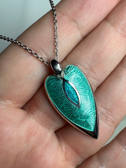 Turquoise Heart-Arrowhead Necklace. Sterling Silver