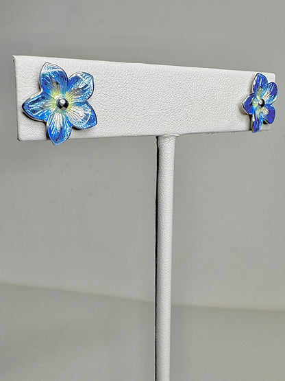 Blue Forget-Me-Not Post Earrings. Sterling Silver