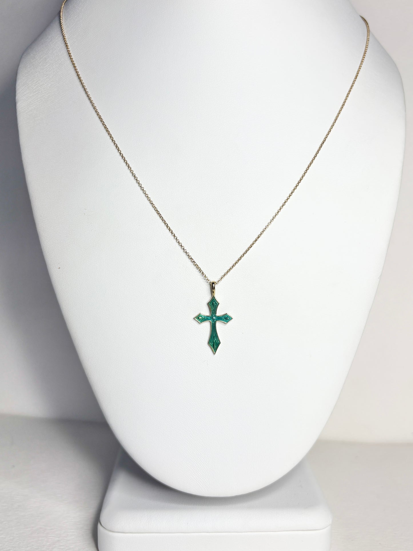 Silver.Gold Plated Blue Cross Pendant.