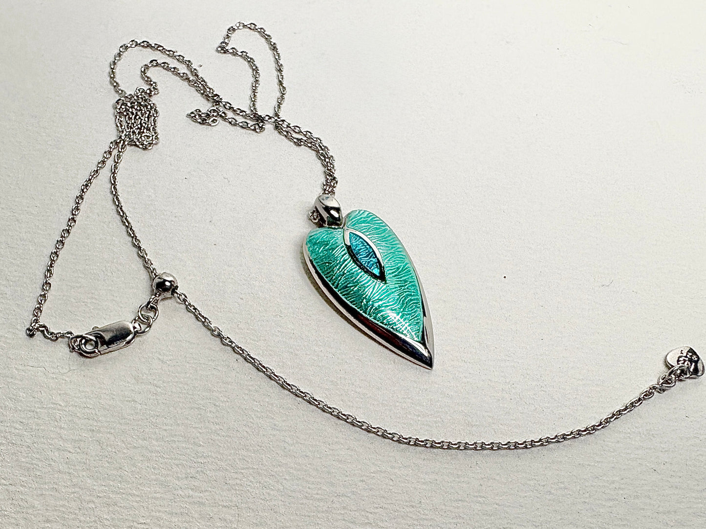 Turquoise Heart-Arrowhead Necklace. Sterling Silver