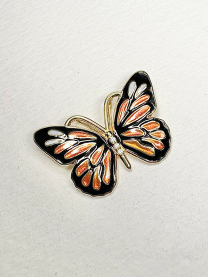 Silver.Gold Plated Monarch Butterfly Pendant. -Diamonds