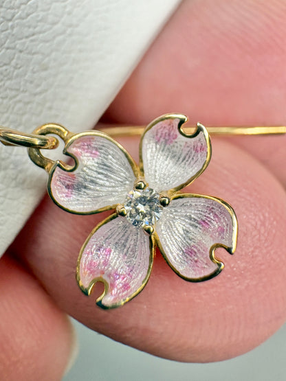 Silver.Gold Plated White Dogwood Wire Earrings. -Diamonds