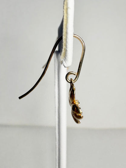 Silver.Gold Plated White Dogwood Wire Earrings. -Diamonds