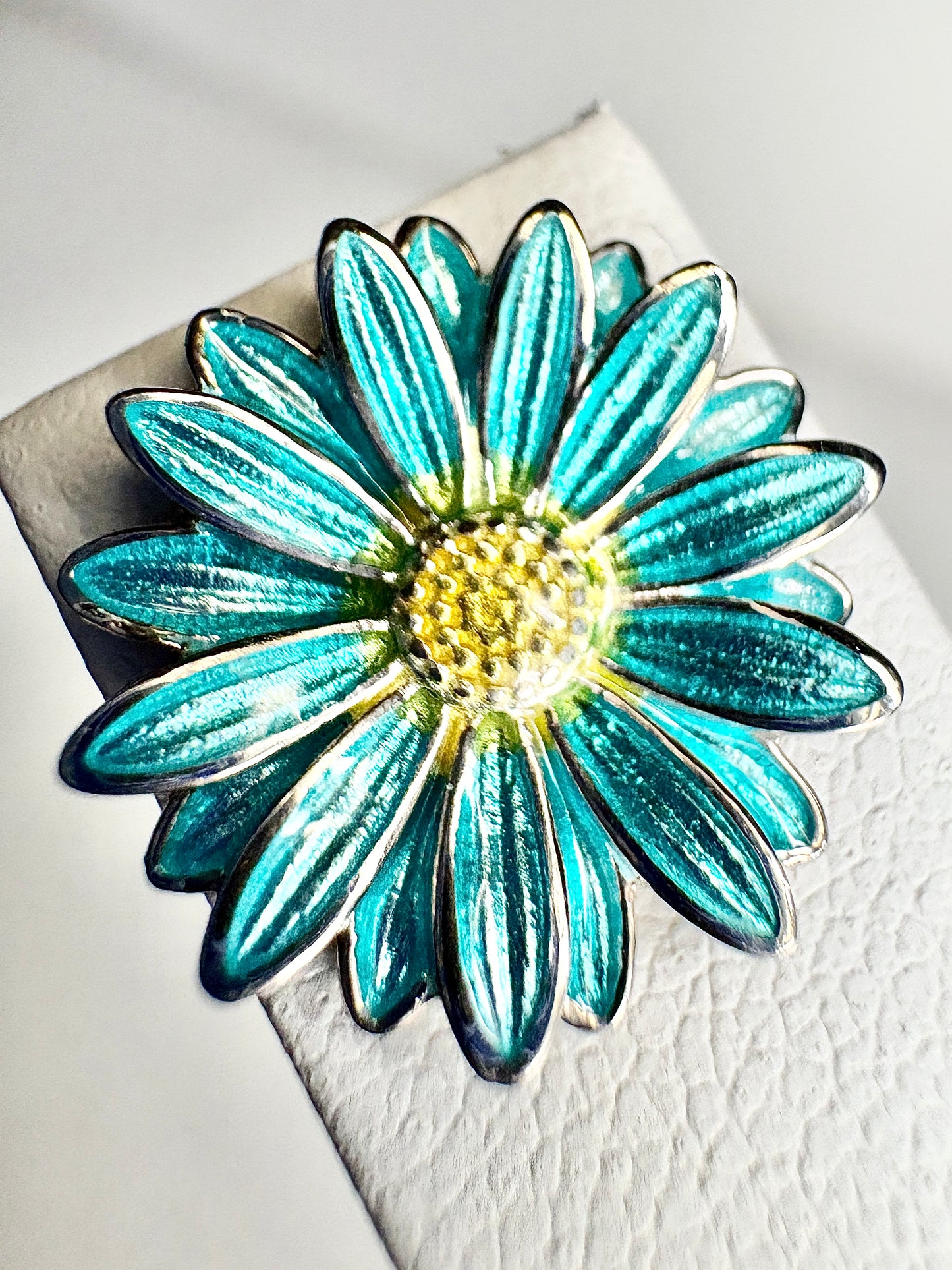 Turquoise Gerbera Post Earrings. Sterling Silver