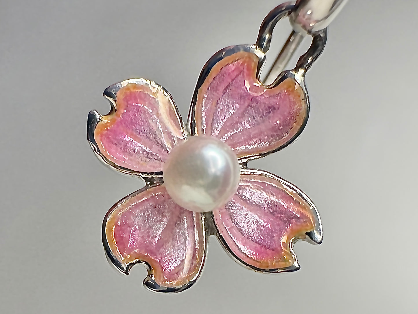 Pink Dogwood Wire Earrings-Akoya Pearls. Sterling Silver