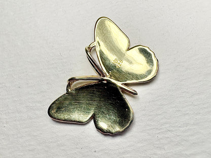 Silver.Gold Plated Monarch Butterfly Pendant. -Diamonds