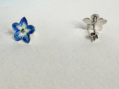 Blue Forget-Me-Not Post Earrings. Sterling Silver