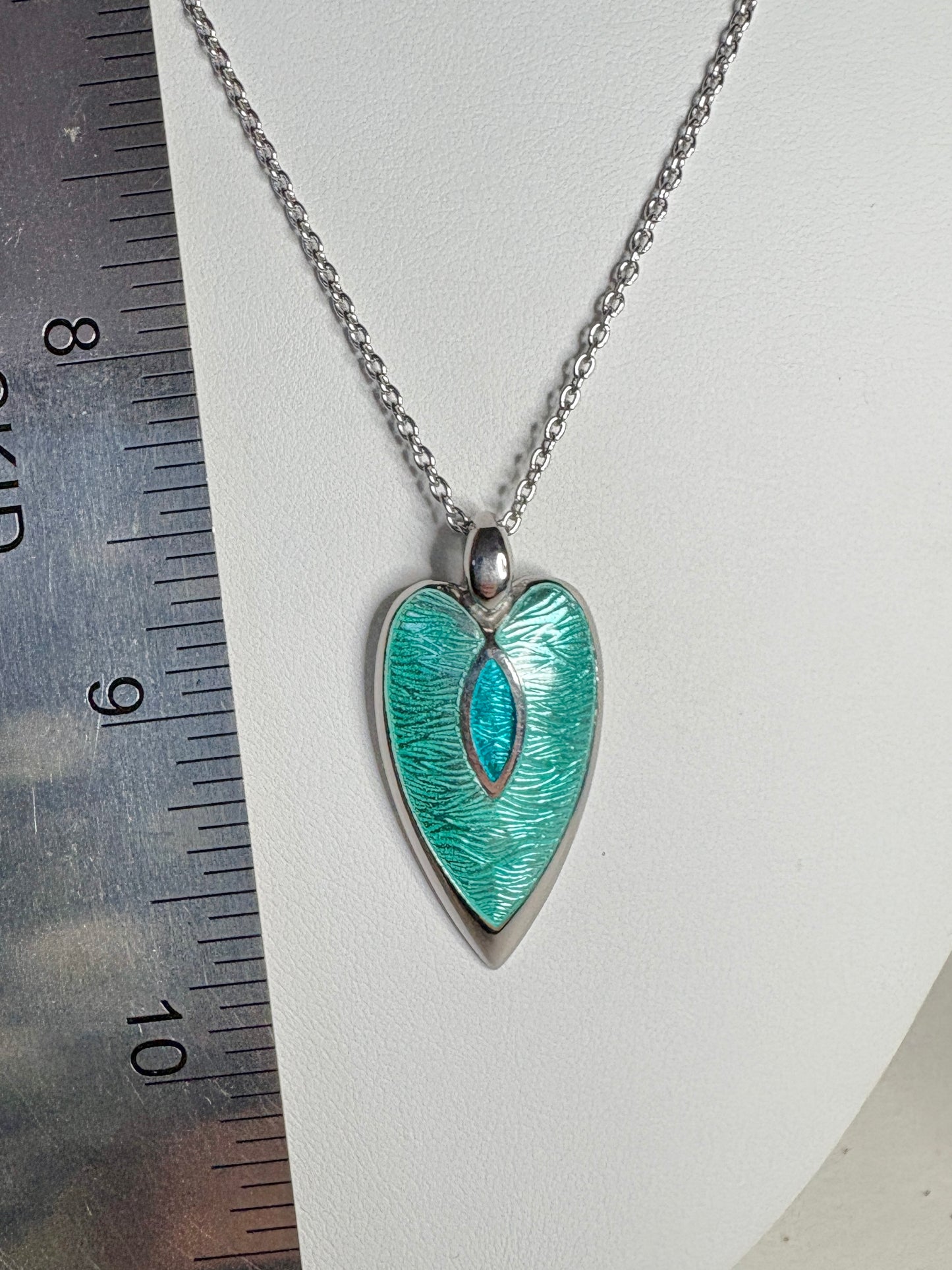 Turquoise Heart-Arrowhead Necklace. Sterling Silver