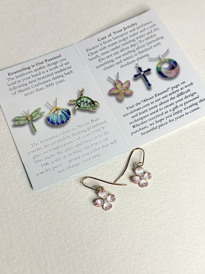 Pink Dogwood Wire Earrings-Akoya Pearls. Sterling Silver