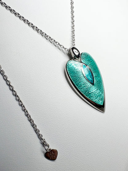 Turquoise Heart-Arrowhead Necklace. Sterling Silver