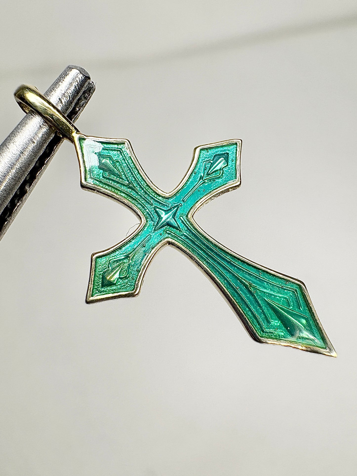 Silver.Gold Plated Blue Cross Pendant.