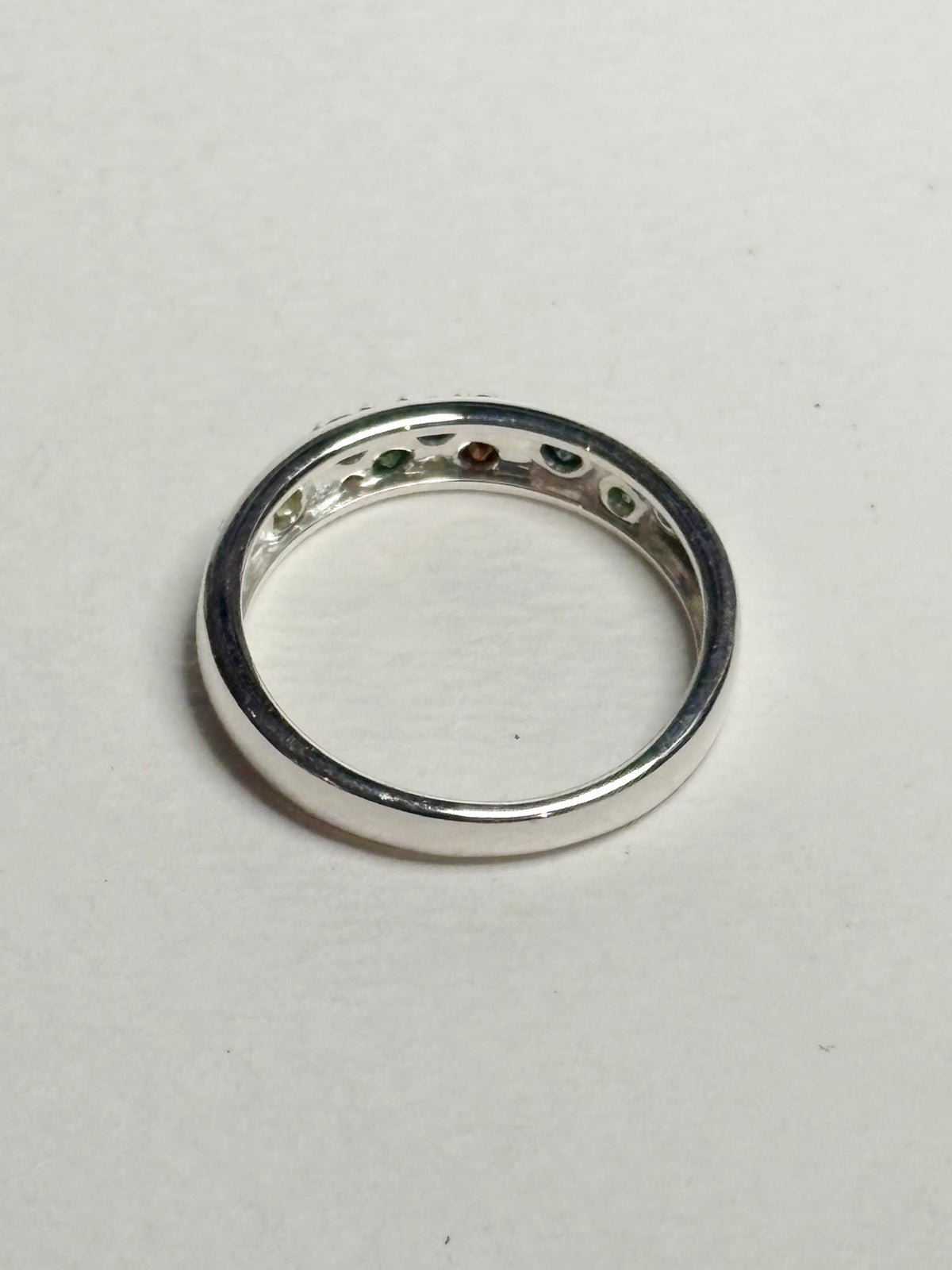 Multi Color Natural Diamond Band Ring in Sterling Silver 1/3ctw  size 7