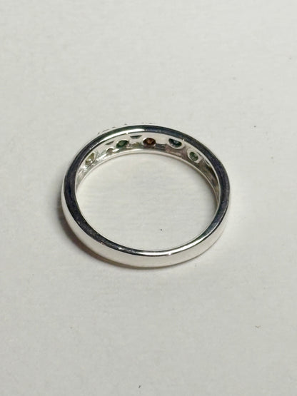 Multi Color Natural Diamond Band Ring in Sterling Silver 1/3ctw  size 7