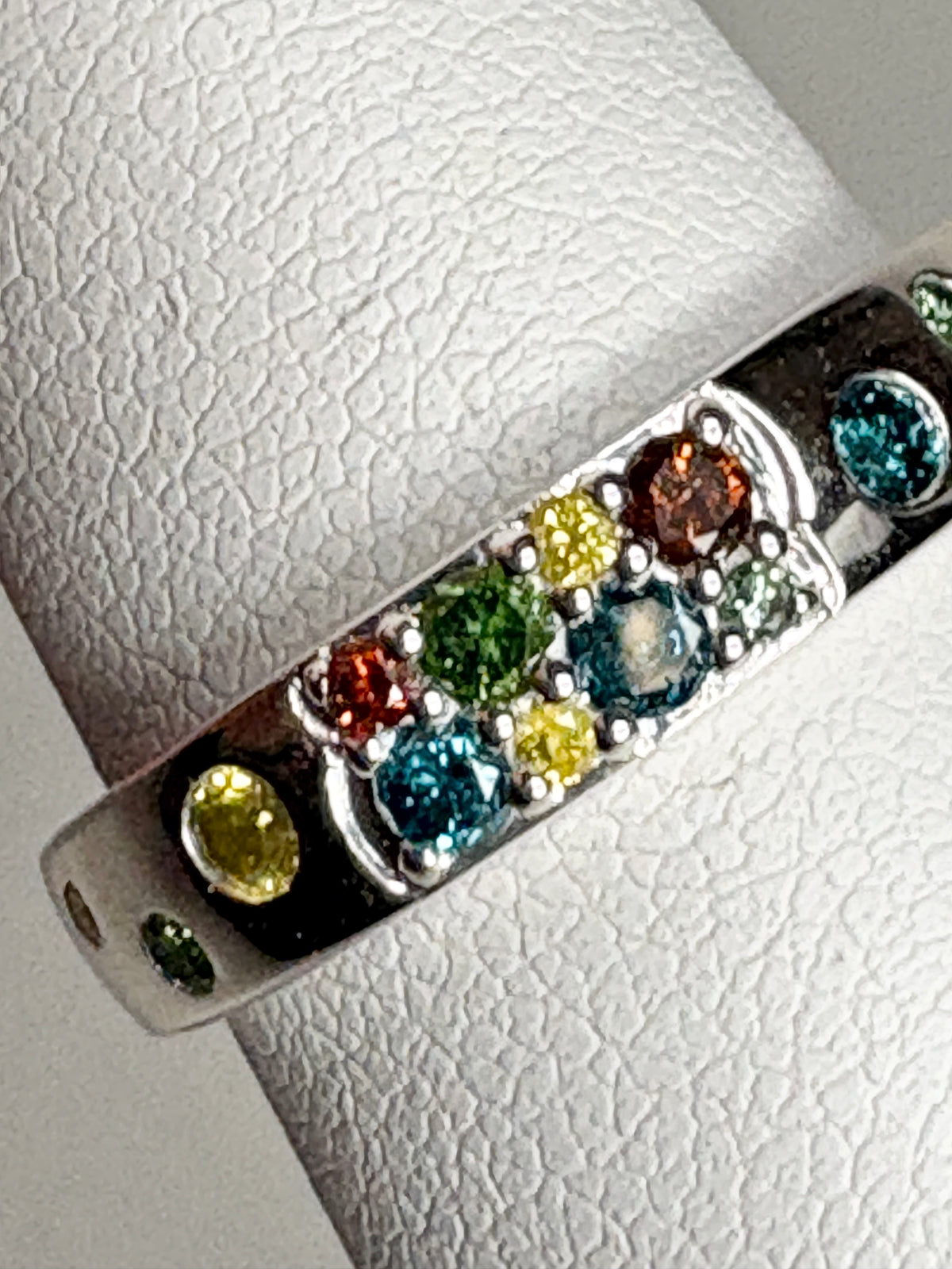Multi Color Natural Diamond Band Ring in Sterling Silver 1/3ctw  size 7