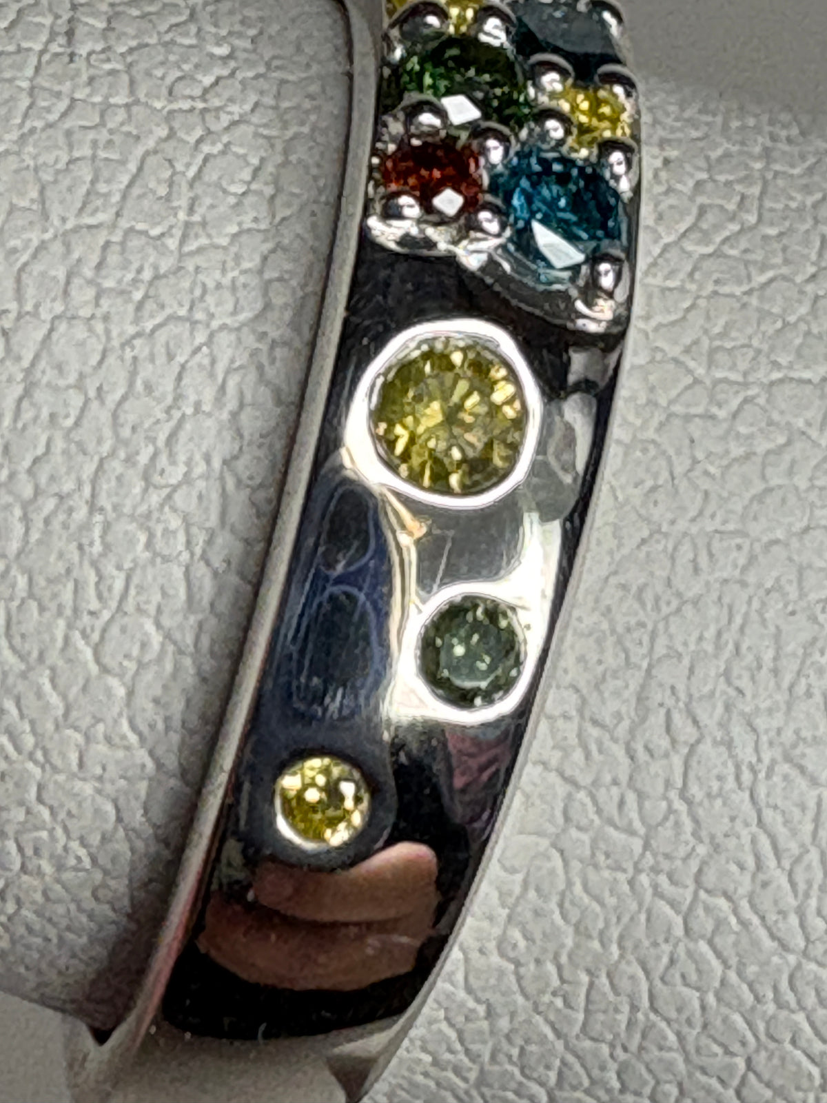Multi Color Natural Diamond Band Ring in Sterling Silver 1/3ctw  size 7