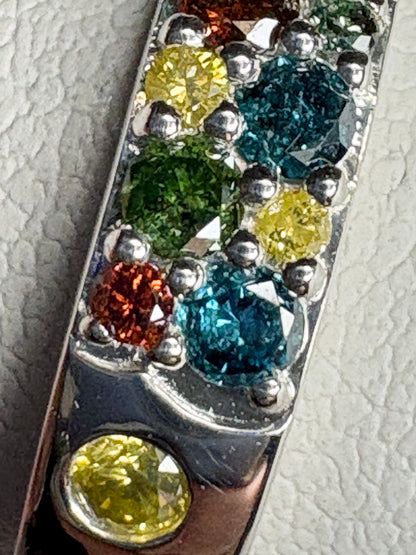 Multi Color Natural Diamond Band Ring in Sterling Silver 1/3ctw  size 7