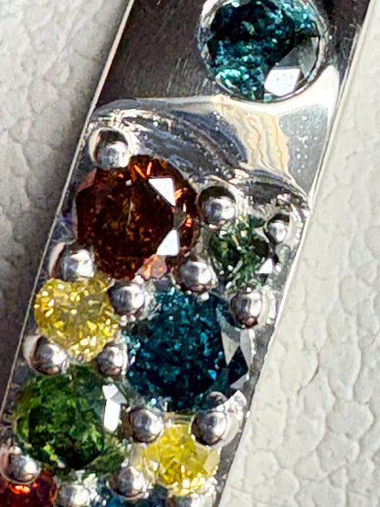 Multi Color Natural Diamond Band Ring in Sterling Silver 1/3ctw  size 7