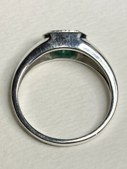 Zambian Emerald East West Bezel Set Ring Sterling Silver size 7