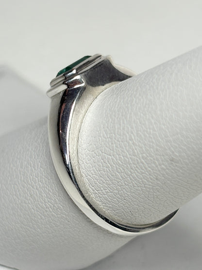 Zambian Emerald East West Bezel Set Ring Sterling Silver size 7
