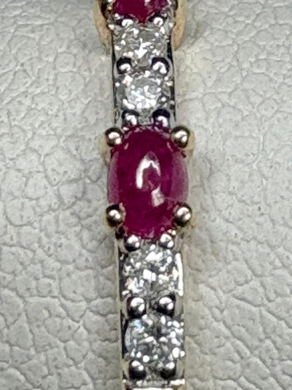 Natural Greenland Ruby and Diavik Canadian Diamond Band Ring in 9k Gold size 8