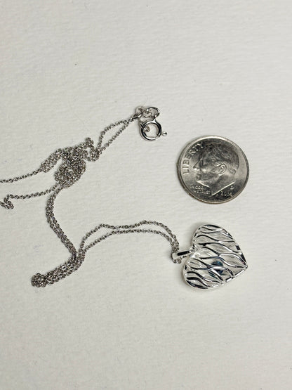 Natural Blue Diamond Free Floating Heart Pendant Necklace in Sterling Silver  1/5ct 18"