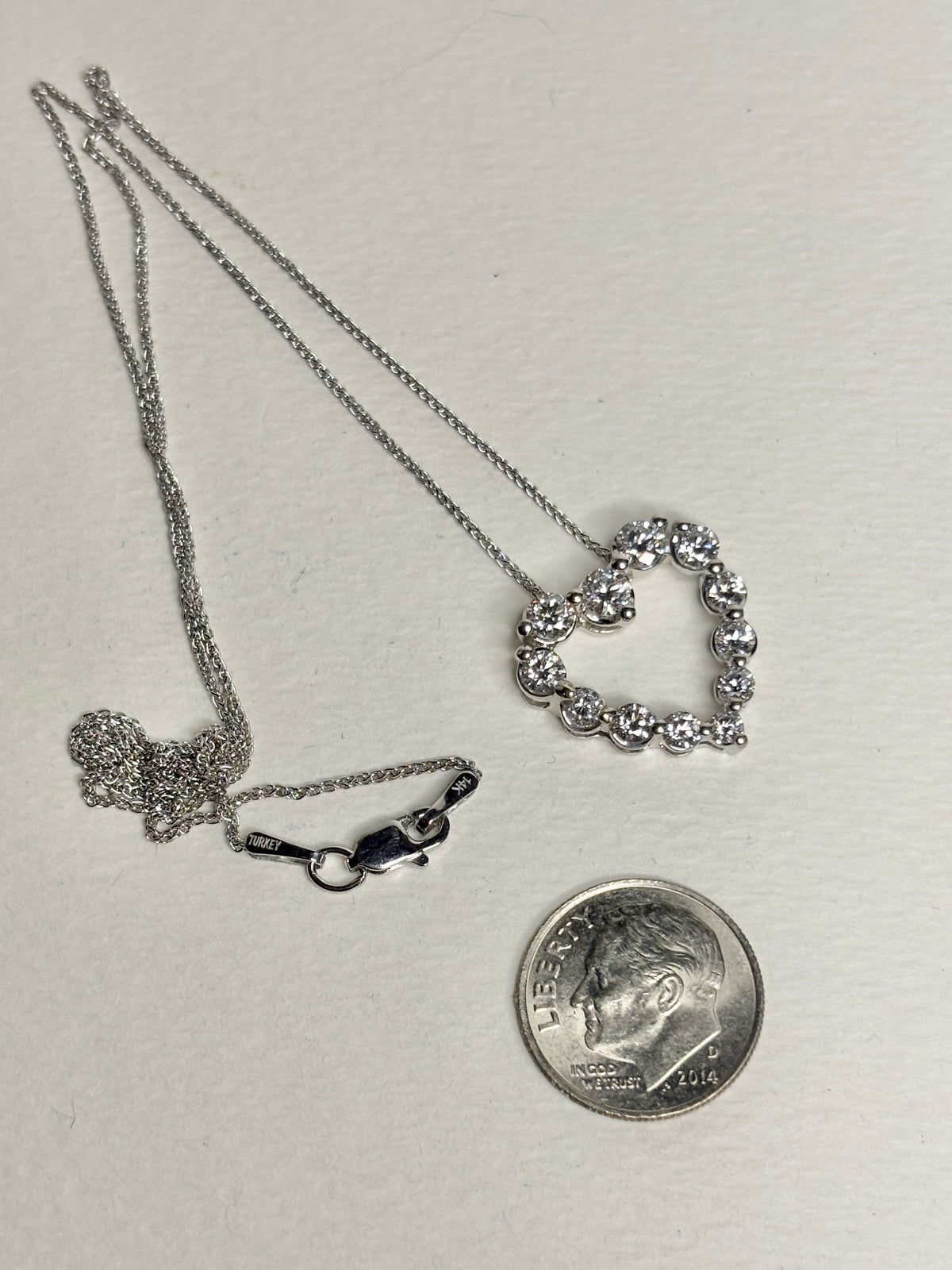 Lab Grown Diamond Heart Pendant Necklace Solid 14k White Gold 1.5ctw 18"