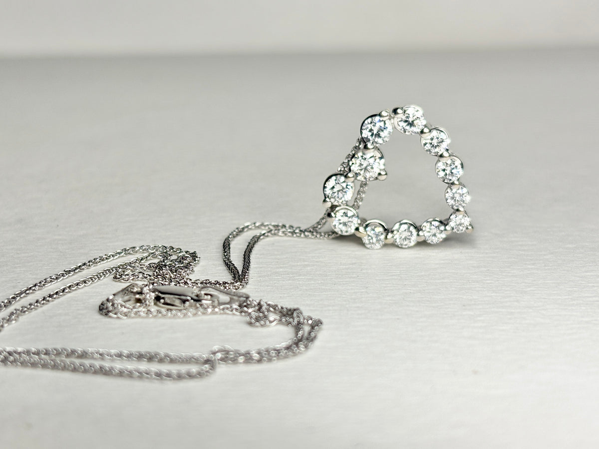 Lab Grown Diamond Heart Pendant Necklace Solid 14k White Gold 1.5ctw 18"
