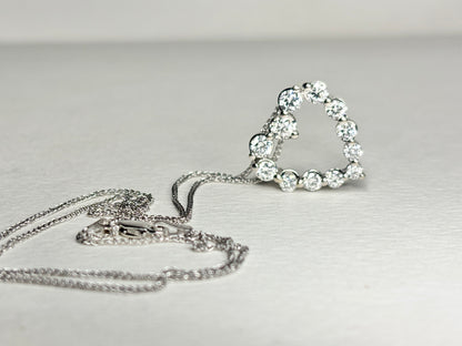 Lab Grown Diamond Heart Pendant Necklace Solid 14k White Gold 1.5ctw 18"