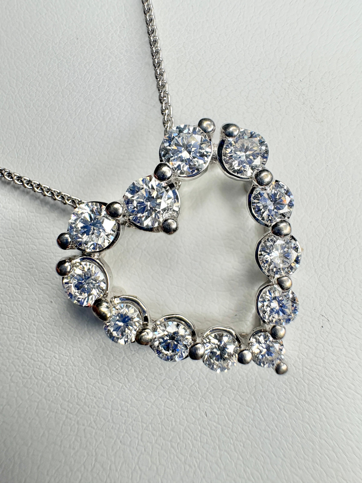 Lab Grown Diamond Heart Pendant Necklace Solid 14k White Gold 1.5ctw 18"