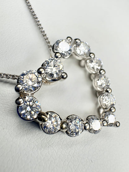 Lab Grown Diamond Heart Pendant Necklace Solid 14k White Gold 1.5ctw 18"