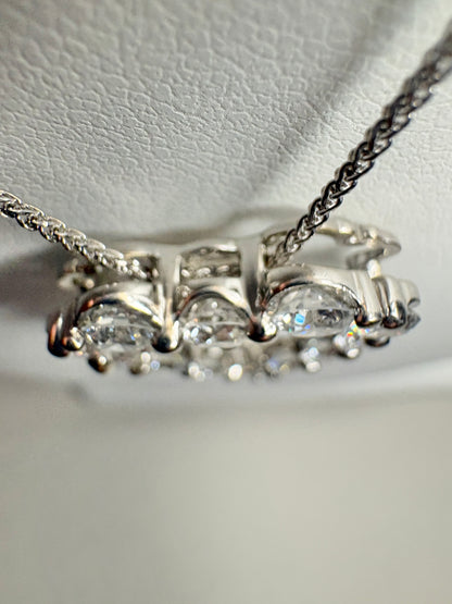 Lab Grown Diamond Heart Pendant Necklace Solid 14k White Gold 1.5ctw 18"