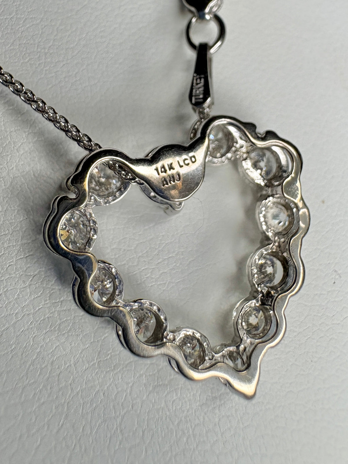 Lab Grown Diamond Heart Pendant Necklace Solid 14k White Gold 1.5ctw 18"