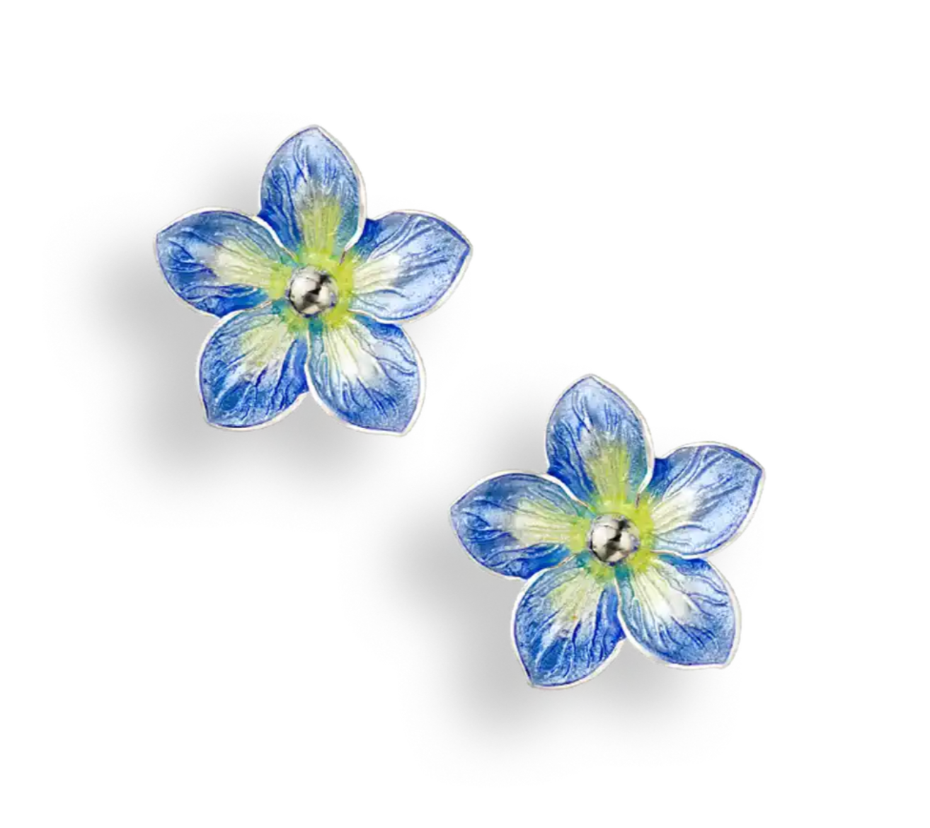 Blue Forget-Me-Not Post Earrings. Sterling Silver