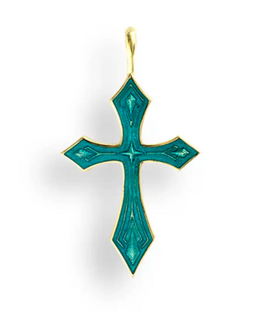 Silver.Gold Plated Blue Cross Pendant.
